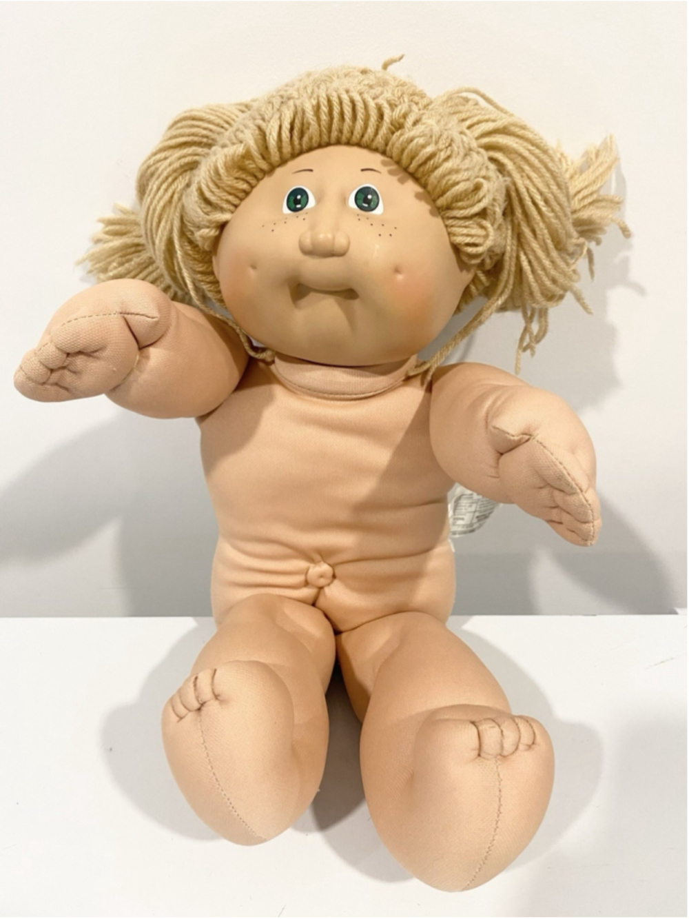 Vintage Cabbage Patch Kids Doll Wheat Poodle Pigtails Green Eyes Freckles